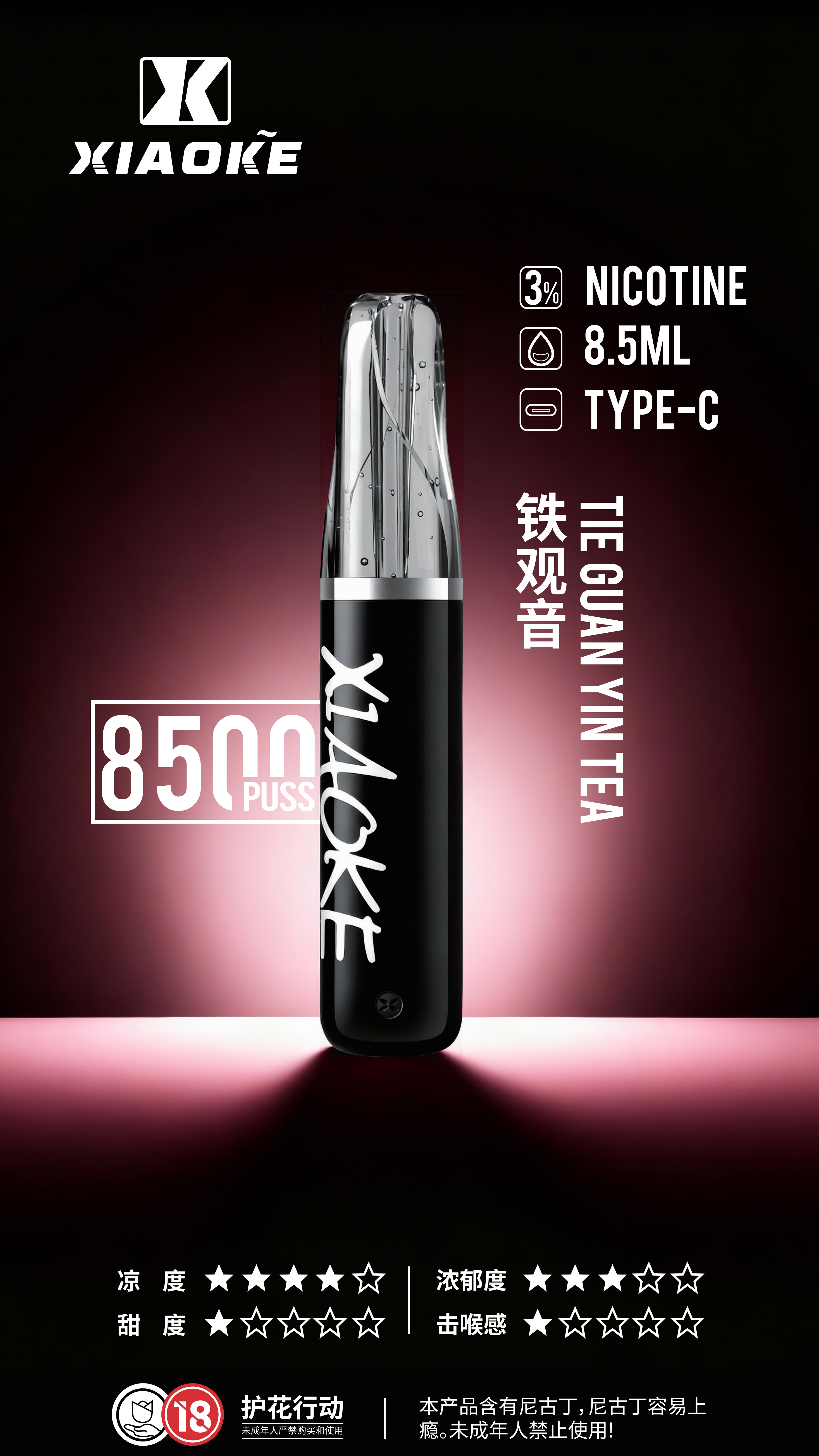xiaoke 梟客 口紅款 8500口 拋棄式電子煙